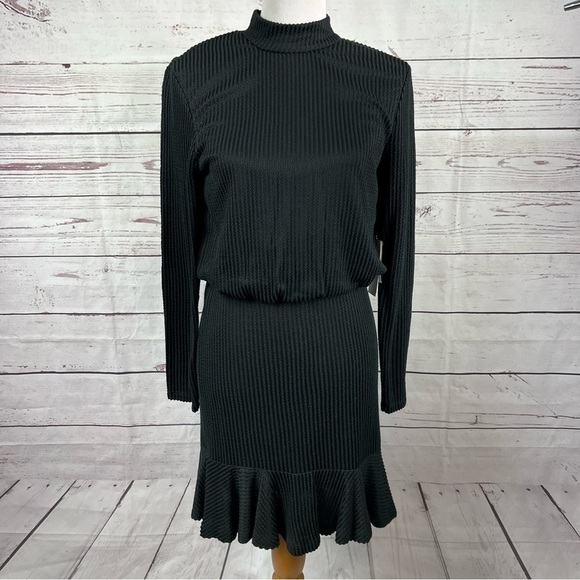CITY Vibe black turtle neck long sleeve mini dress Sz L - Picture 1 of 7